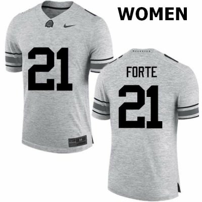 Women's Ohio State Buckeyes #21 Trevon Forte Gray Nike NCAA College Football Jersey Holiday UJX0744AE